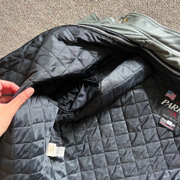 Vintage PARK V Grey Leather Motorcycle Biker Jacket Removable Lining Size 44 USA - Picture 8 of 16